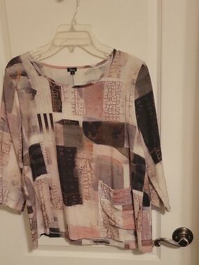 SHAN Relaxed Patchwork Tunic in Pink and Gray
